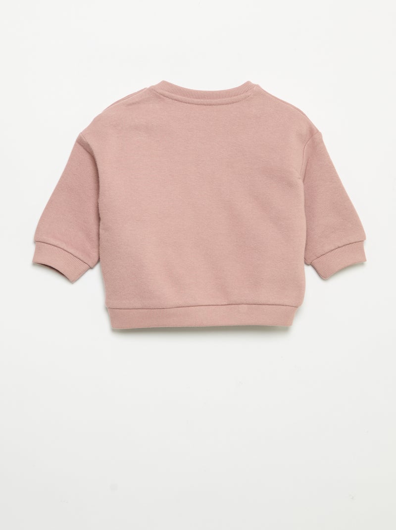 Sweatshirt de mangas compridas de moletão Rosa - Kiabi