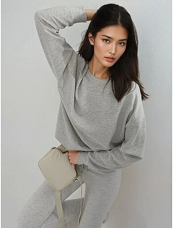 Sweatshirt de modal relaxed fit com gola redonda busem