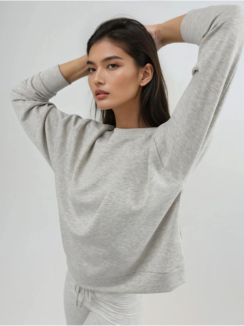 Sweatshirt de modal relaxed fit com gola redonda busem Cinza claro - Kiabi