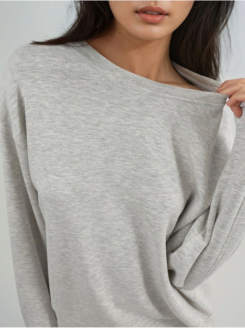 Sweatshirt de modal relaxed fit com gola redonda busem Cinza claro - Kiabi