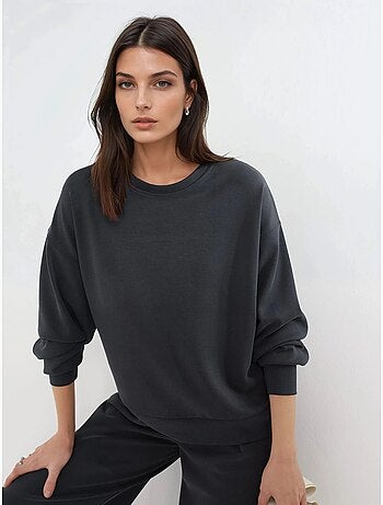 Sweatshirt de modal relaxed fit com gola redonda busem
