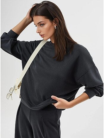 Sweatshirt de modal relaxed fit com gola redonda busem