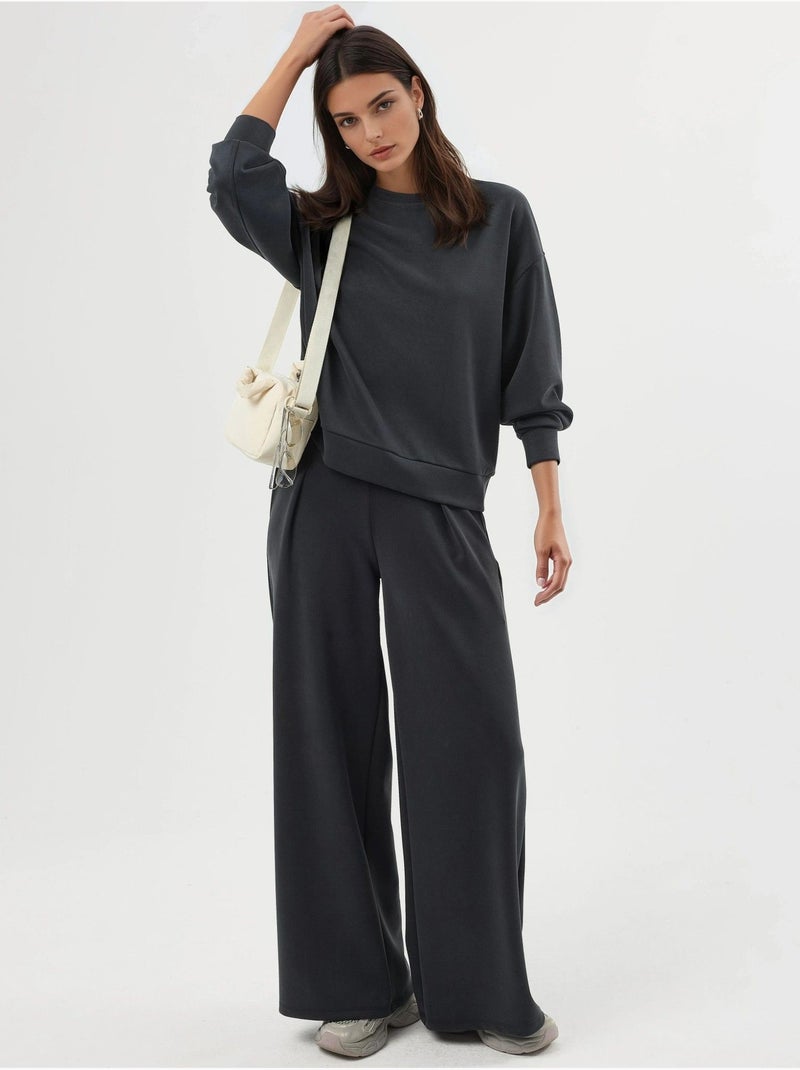 Sweatshirt de modal relaxed fit com gola redonda busem Cinza-preto - Kiabi