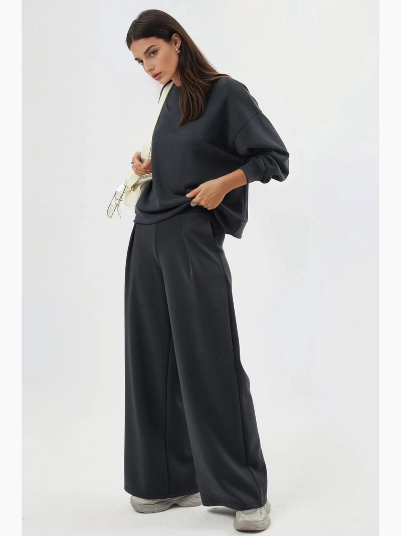 Sweatshirt de modal relaxed fit com gola redonda busem Cinza-preto - Kiabi