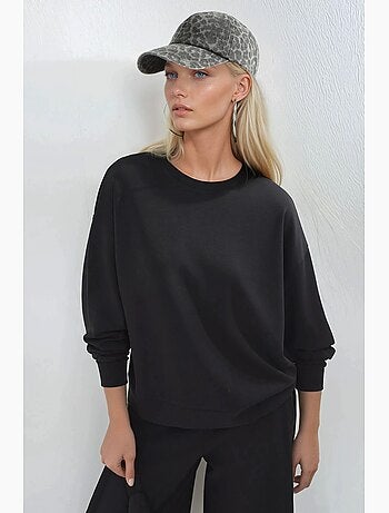 Sweatshirt de modal relaxed fit com gola redonda busem