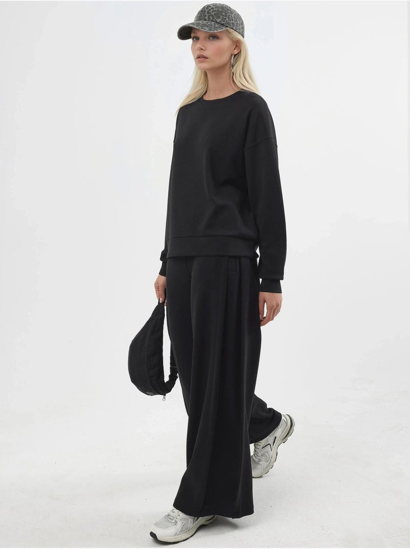 Sweatshirt de modal relaxed fit com gola redonda busem Preto - Kiabi