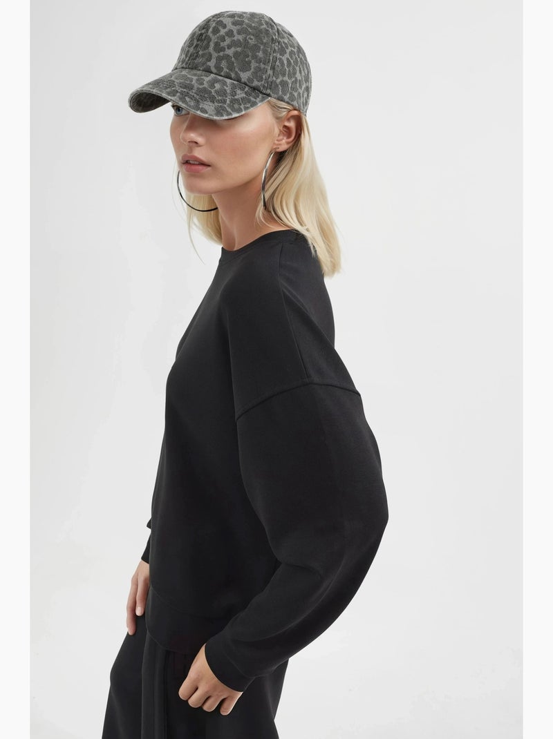Sweatshirt de modal relaxed fit com gola redonda busem Preto - Kiabi