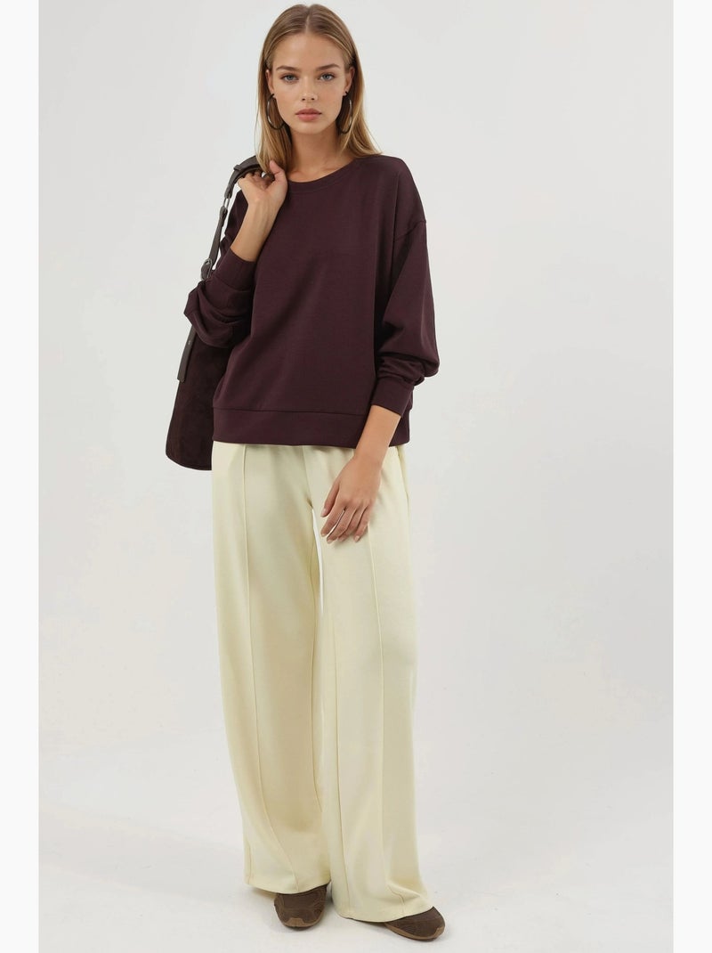 Sweatshirt de modal relaxed fit com gola redonda busem Vermelho bordô - Kiabi