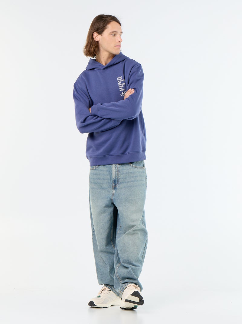 Sweatshirt de moletão com capuz estampado Azul - Kiabi