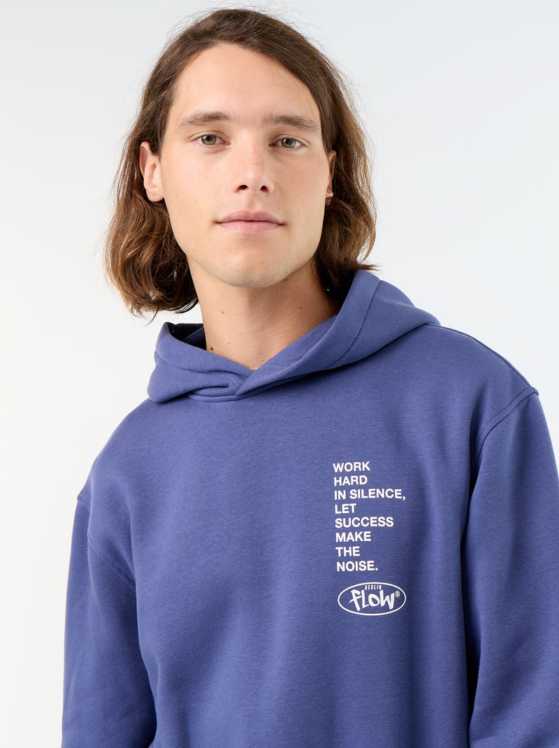 Sweatshirt de moletão com capuz estampado Azul - Kiabi