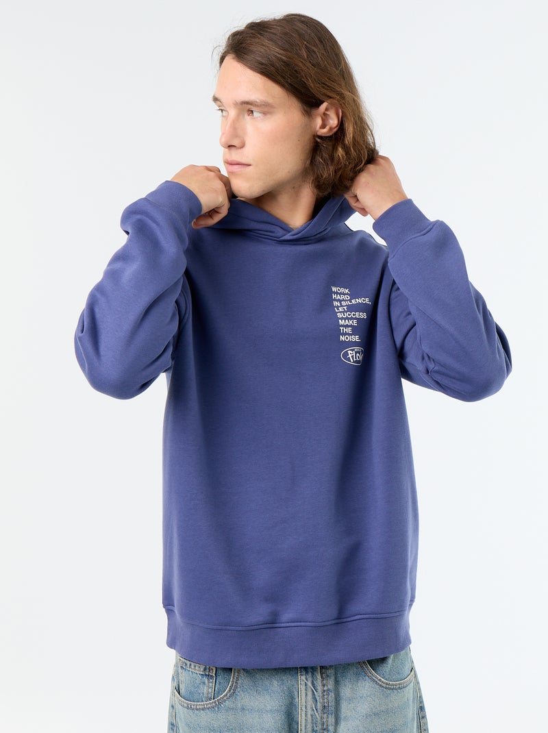 Sweatshirt de moletão com capuz estampado Azul - Kiabi
