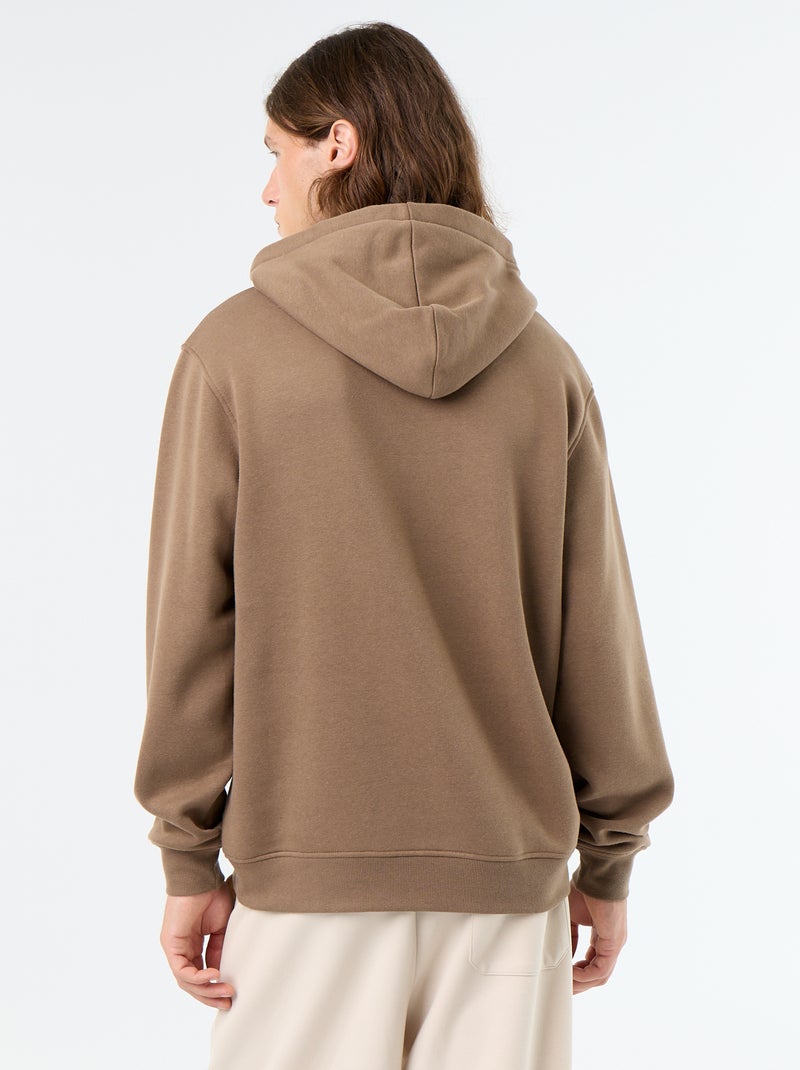 Sweatshirt de moletão com capuz estampado Castanho - Kiabi