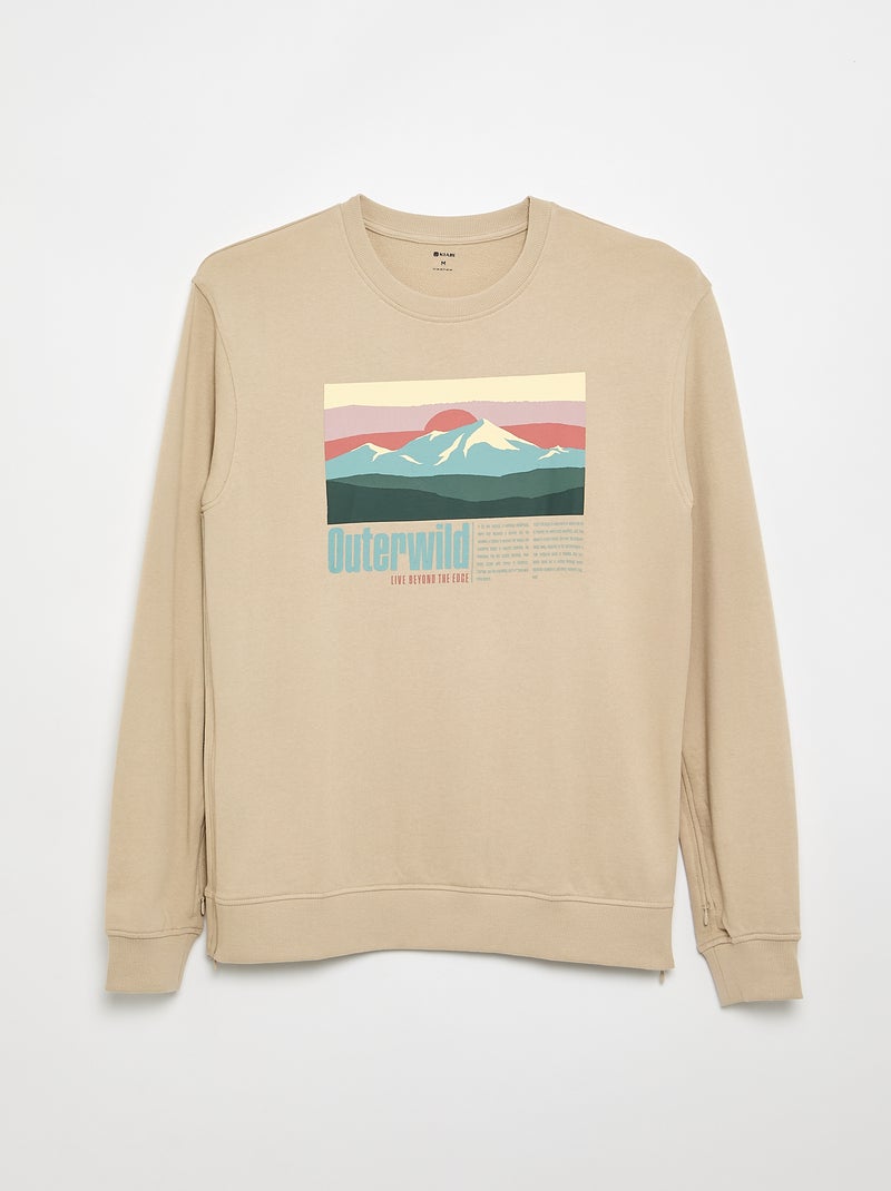 Sweatshirt de moletão com estampado - coleção fácil de vestir Branco - Kiabi
