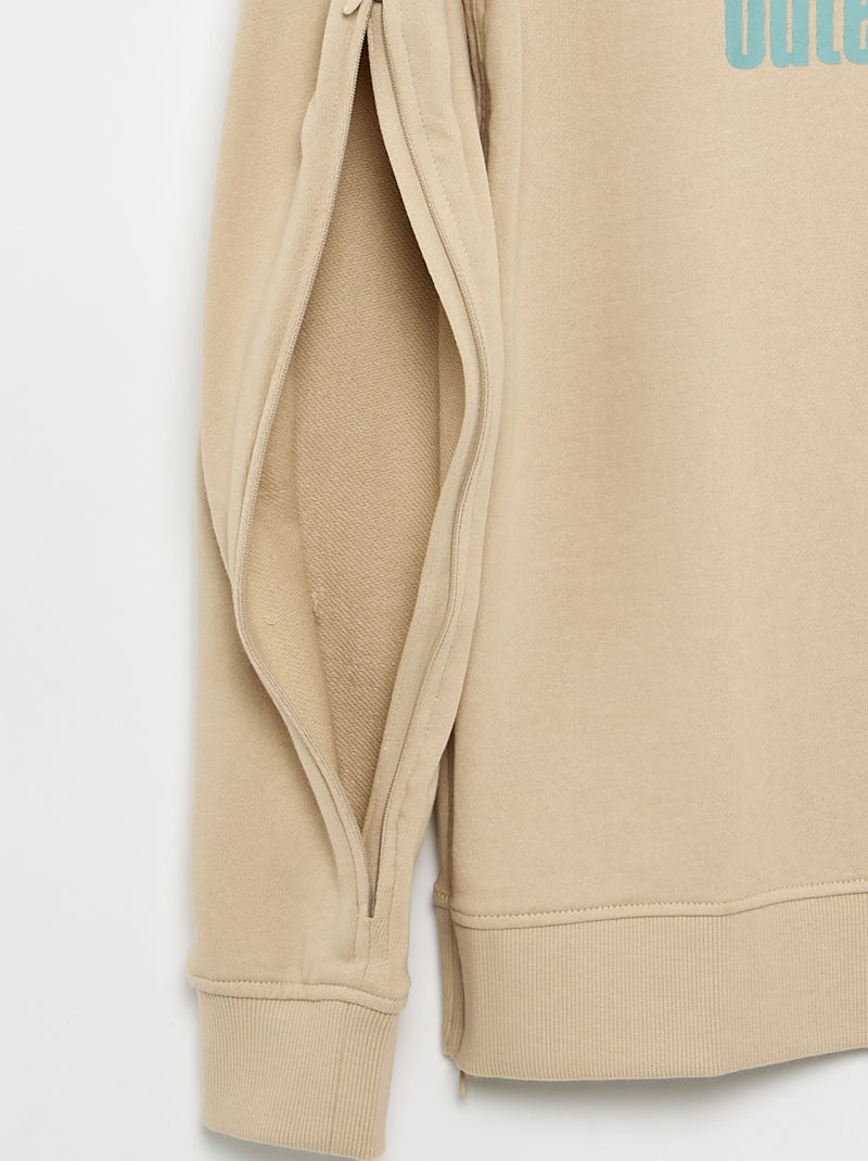 Sweatshirt de moletão com estampado - coleção fácil de vestir Branco - Kiabi