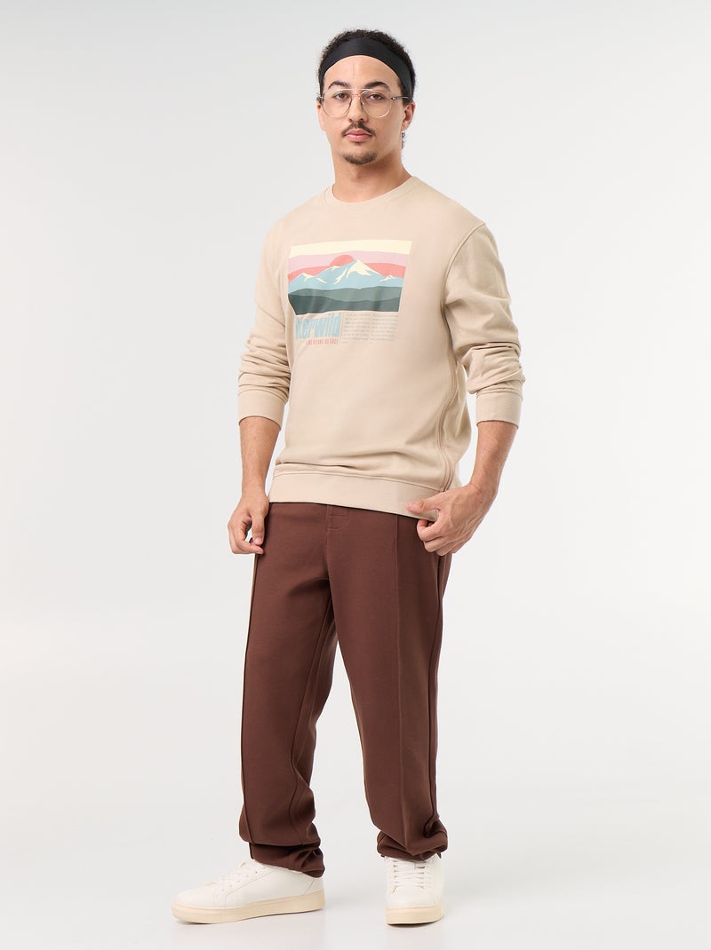 Sweatshirt de moletão com estampado - coleção fácil de vestir Branco - Kiabi