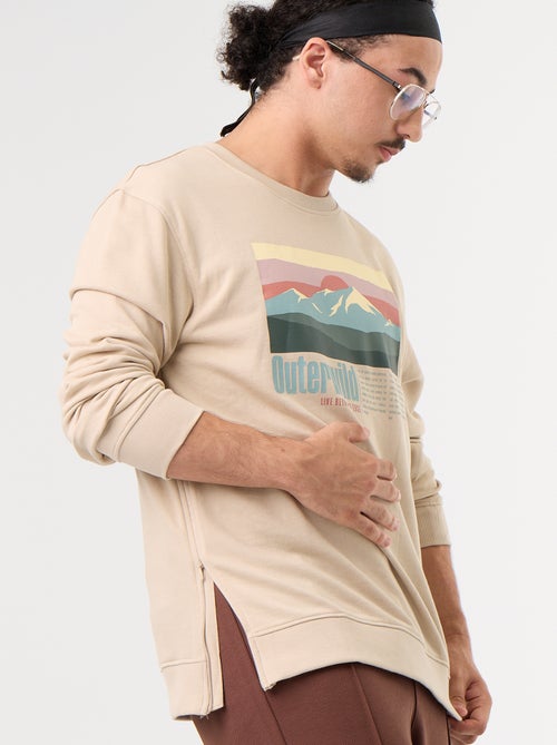 Sweatshirt de moletão com estampado - coleção fácil de vestir - Kiabi Sweatshirt de moletão com estampado - coleção fácil de vestir - Kiabi