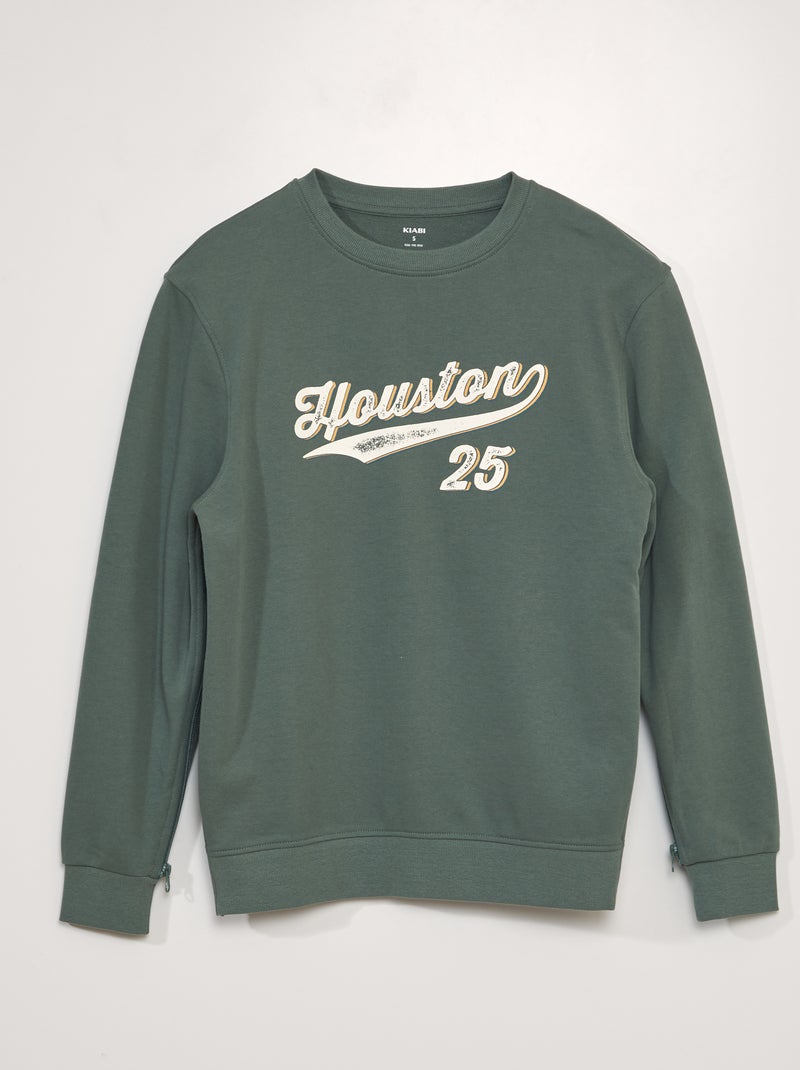 Sweatshirt de moletão com estampado - coleção fácil de vestir CAQUI - Kiabi
