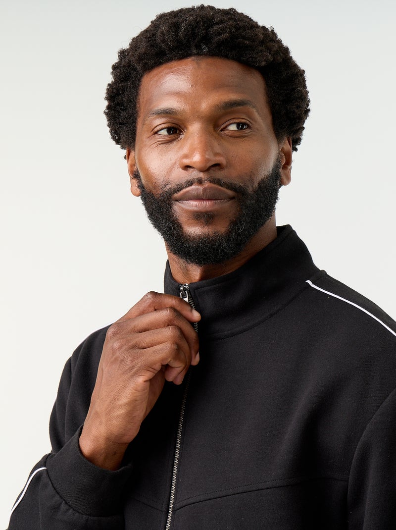 Sweatshirt de moletão com fecho Preto - Kiabi