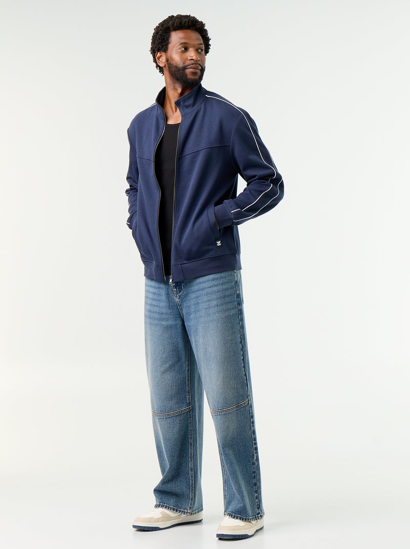 Sweatshirt de moletão com fecho Preto - Kiabi