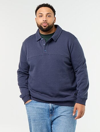 Sweatshirt de moletão com gola polo