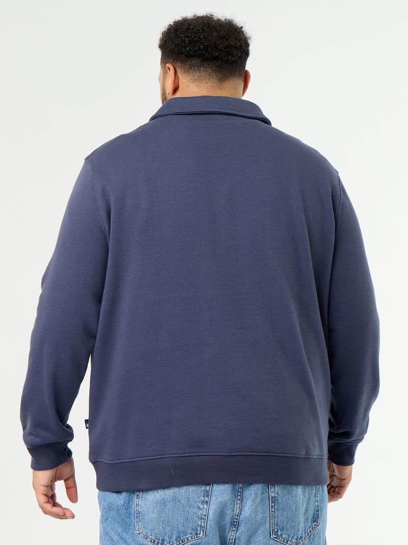 Sweatshirt de moletão com gola polo Azul - Kiabi
