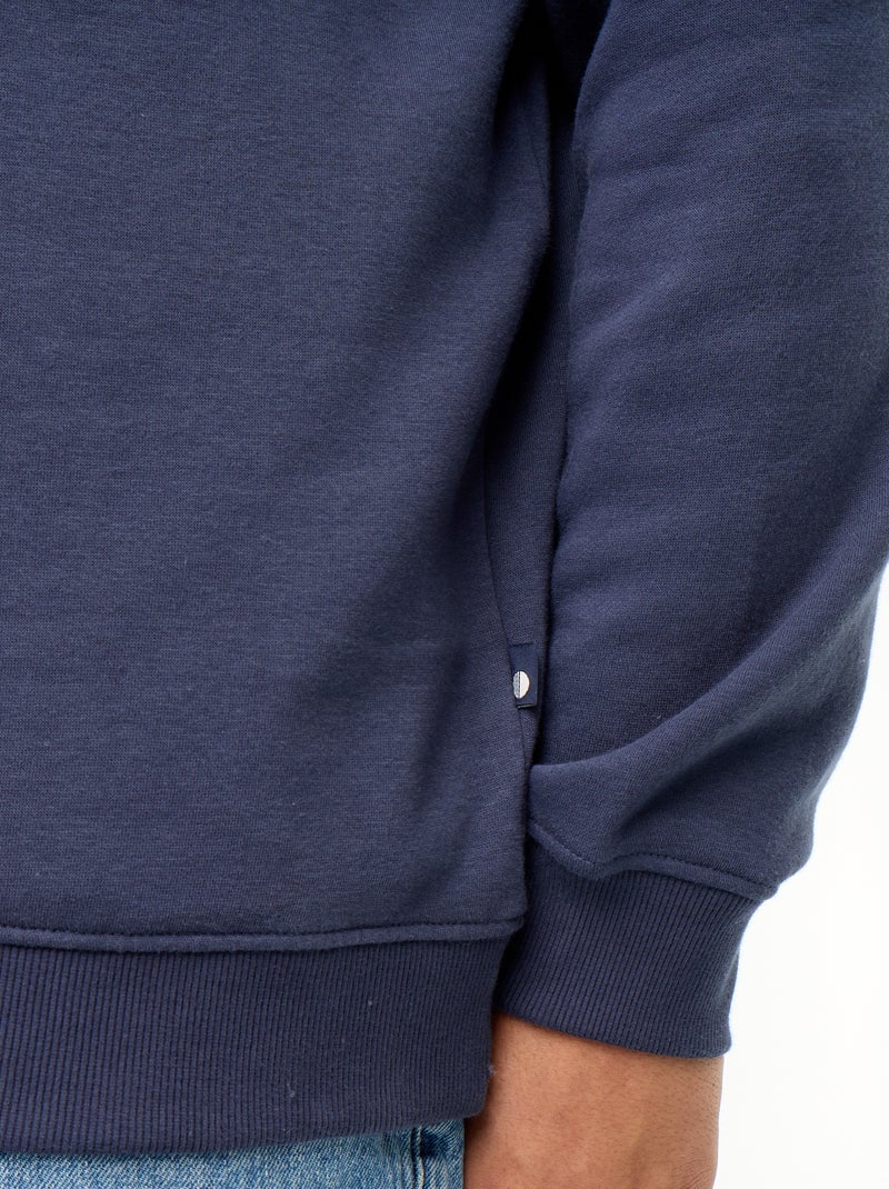 Sweatshirt de moletão com gola polo Azul - Kiabi