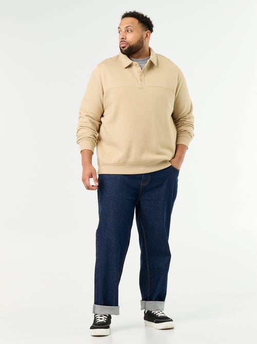 Sweatshirt de moletão com gola polo - Kiabi Sweatshirt de moletão com gola polo - Kiabi