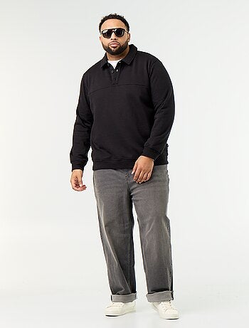 Sweatshirt de moletão com gola polo
