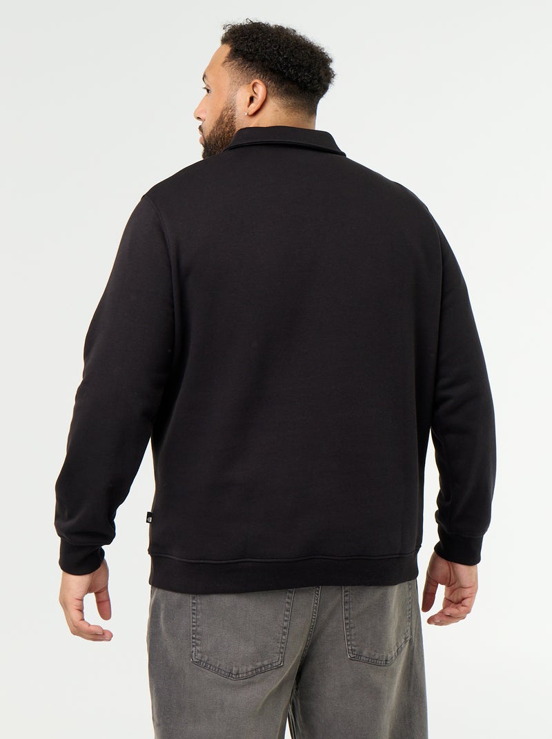 Sweatshirt de moletão com gola polo Preto - Kiabi