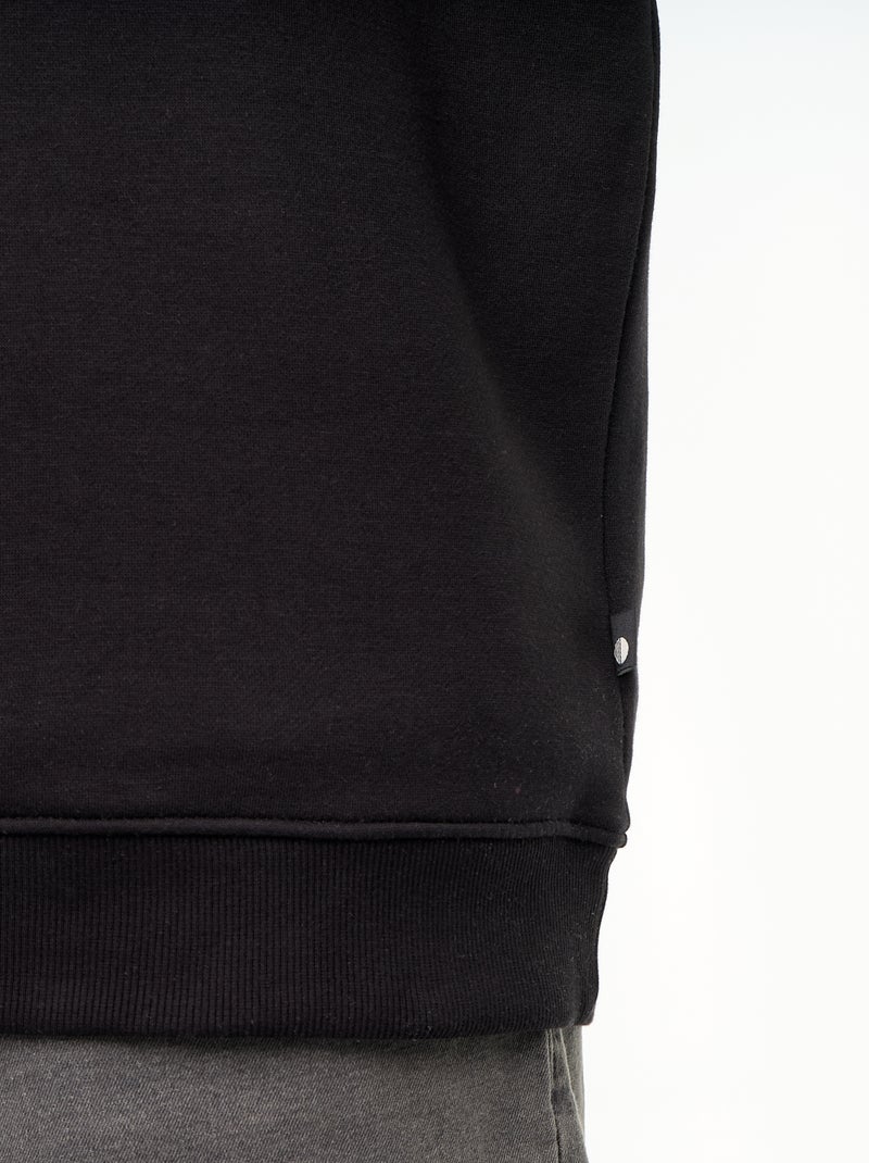 Sweatshirt de moletão com gola polo Preto - Kiabi