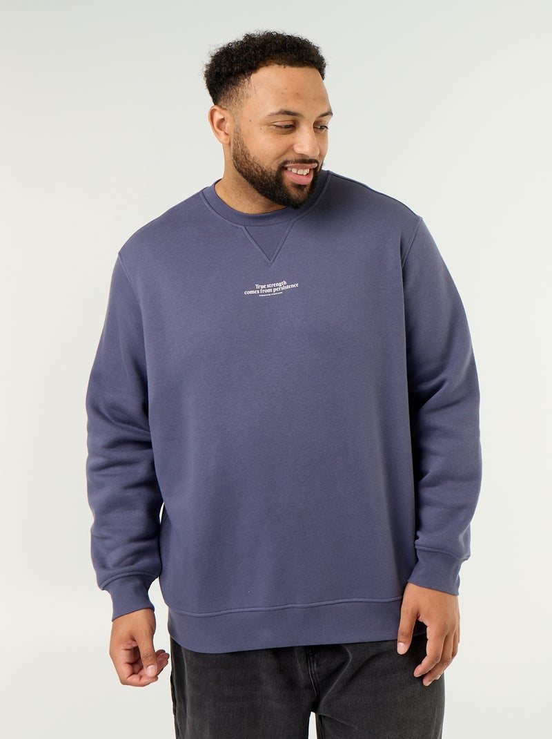 Sweatshirt de moletão com inscrição Azul - Kiabi