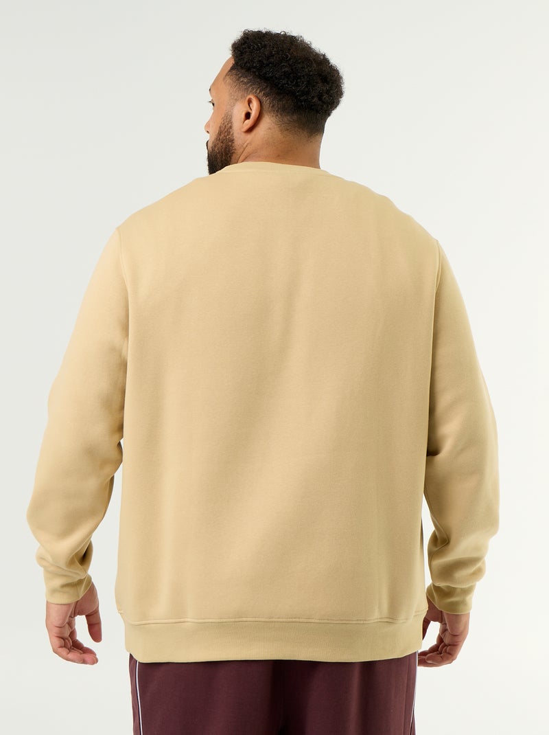 Sweatshirt de moletão com inscrição Bege - Kiabi