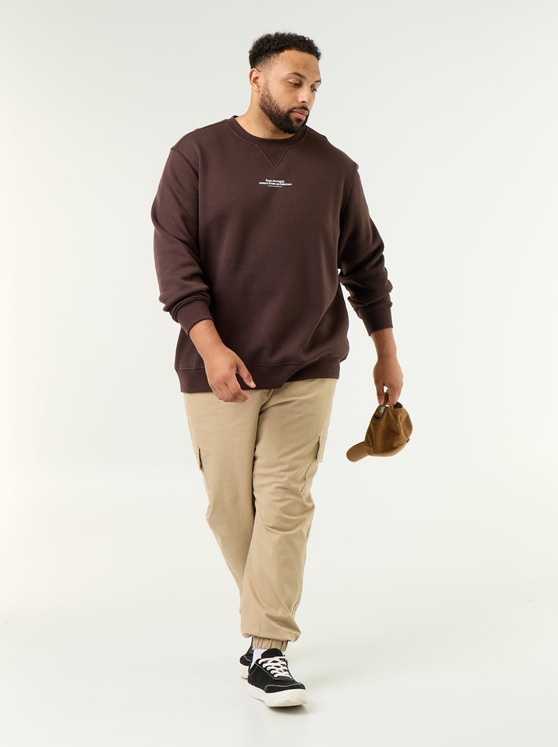 Sweatshirt de moletão com inscrição Castanho - Kiabi