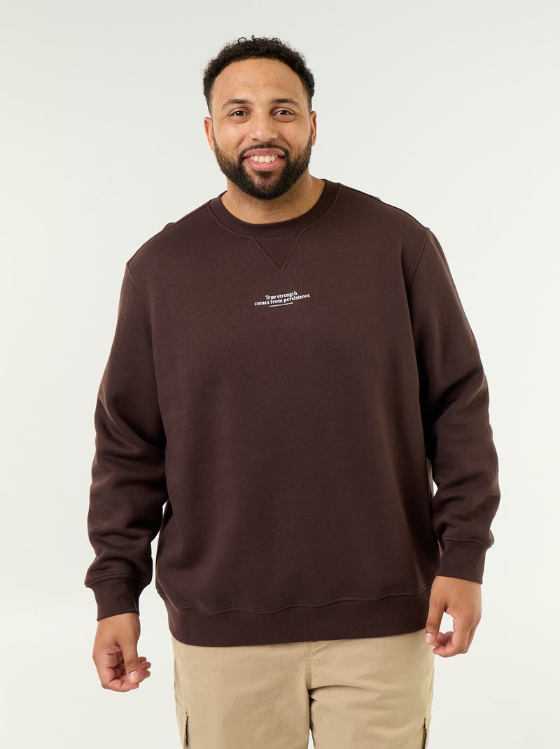Sweatshirt de moletão com inscrição Castanho - Kiabi