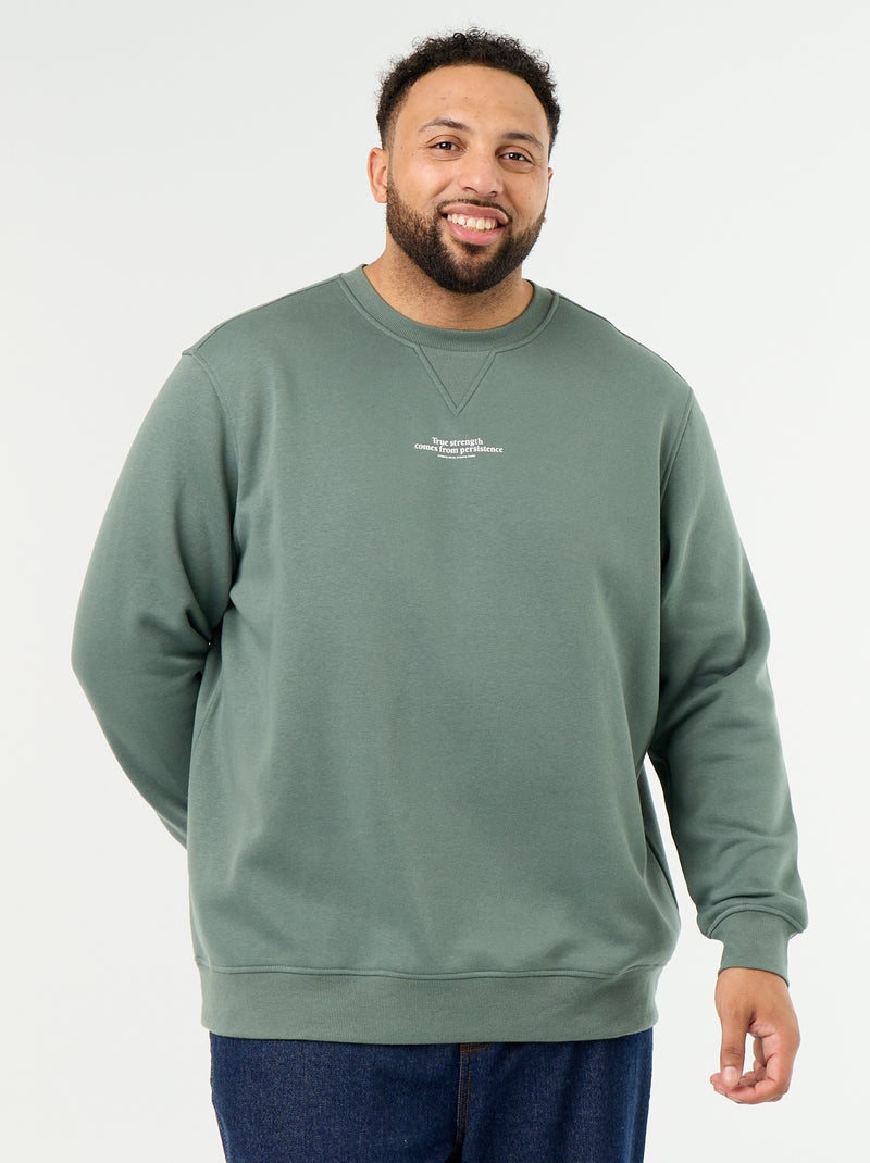 Sweatshirt de moletão com inscrição Verde - Kiabi
