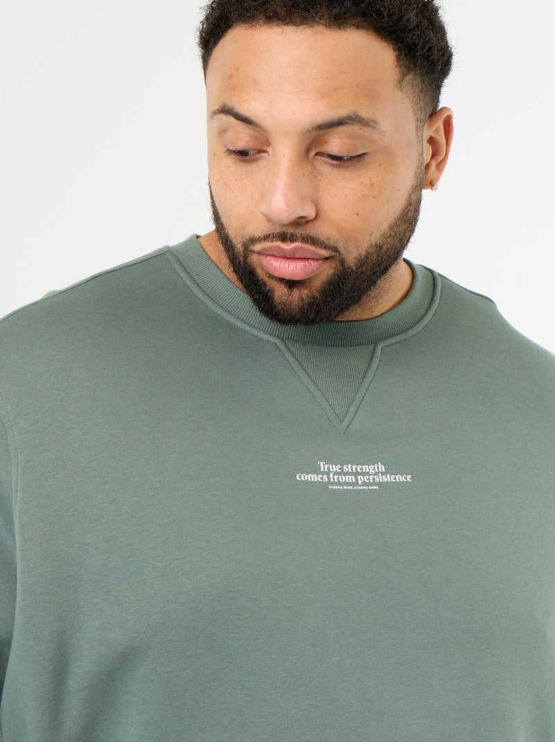 Sweatshirt de moletão com inscrição Verde - Kiabi