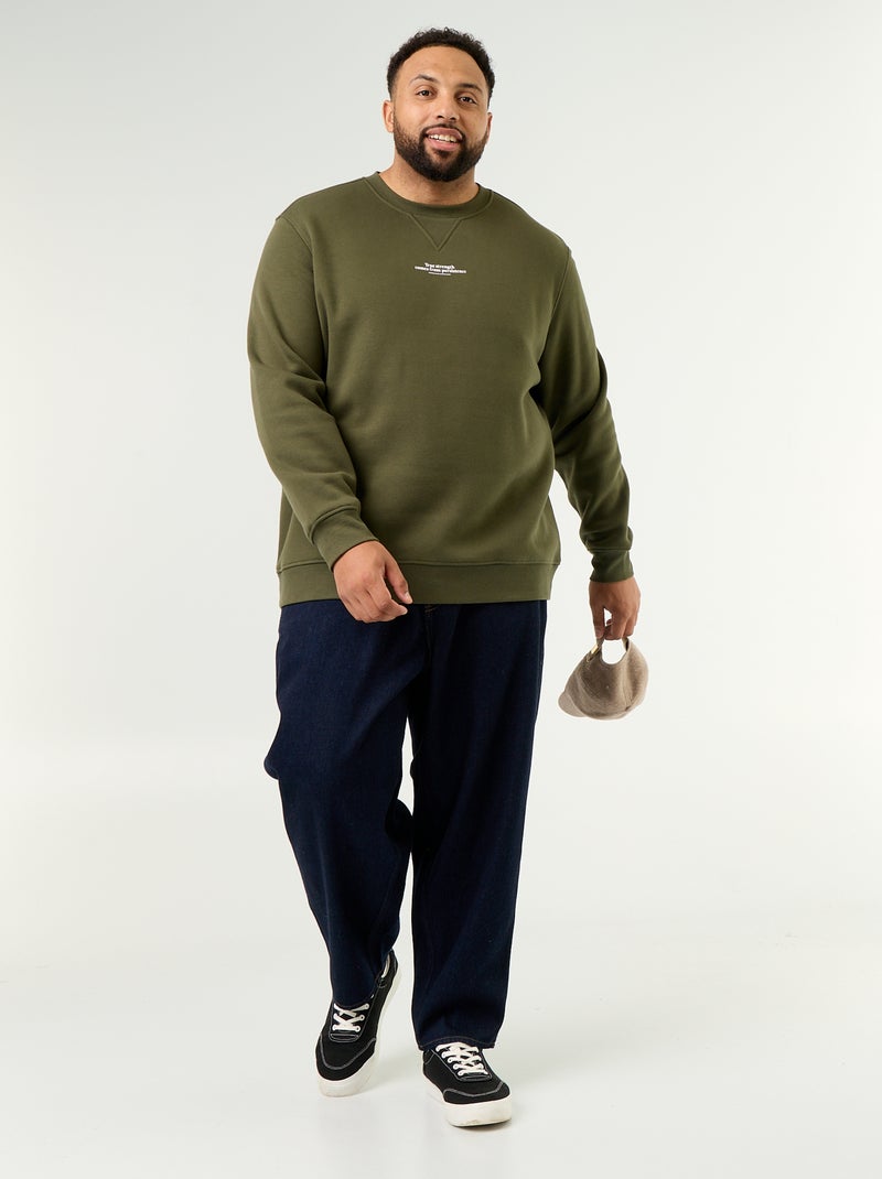 Sweatshirt de moletão com inscrição Verde - Kiabi