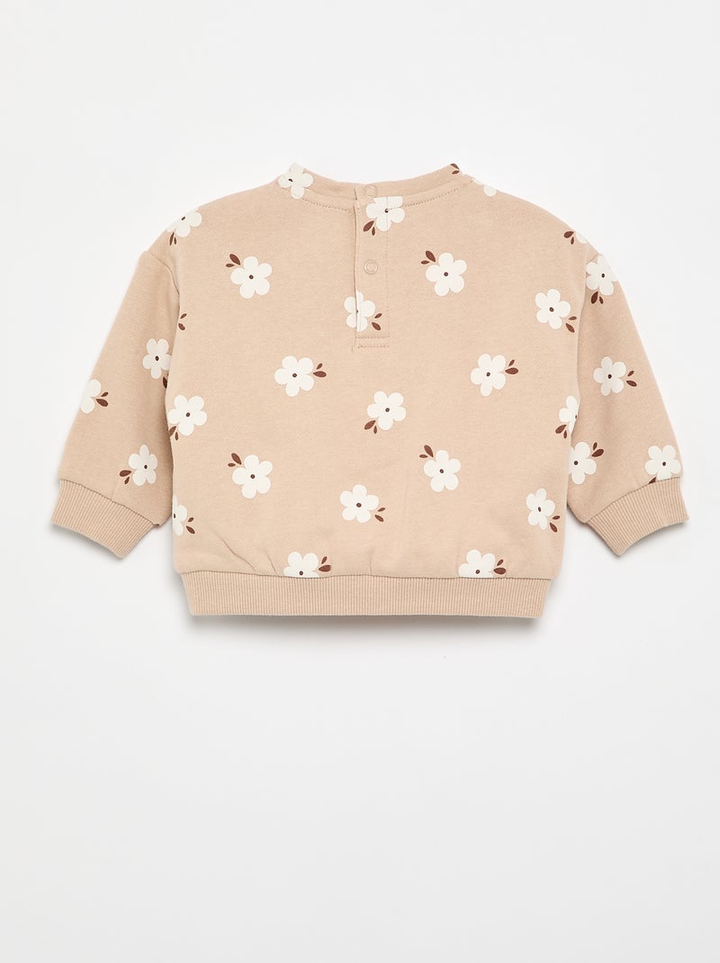 Sweatshirt de moletão estampada Bege - Kiabi