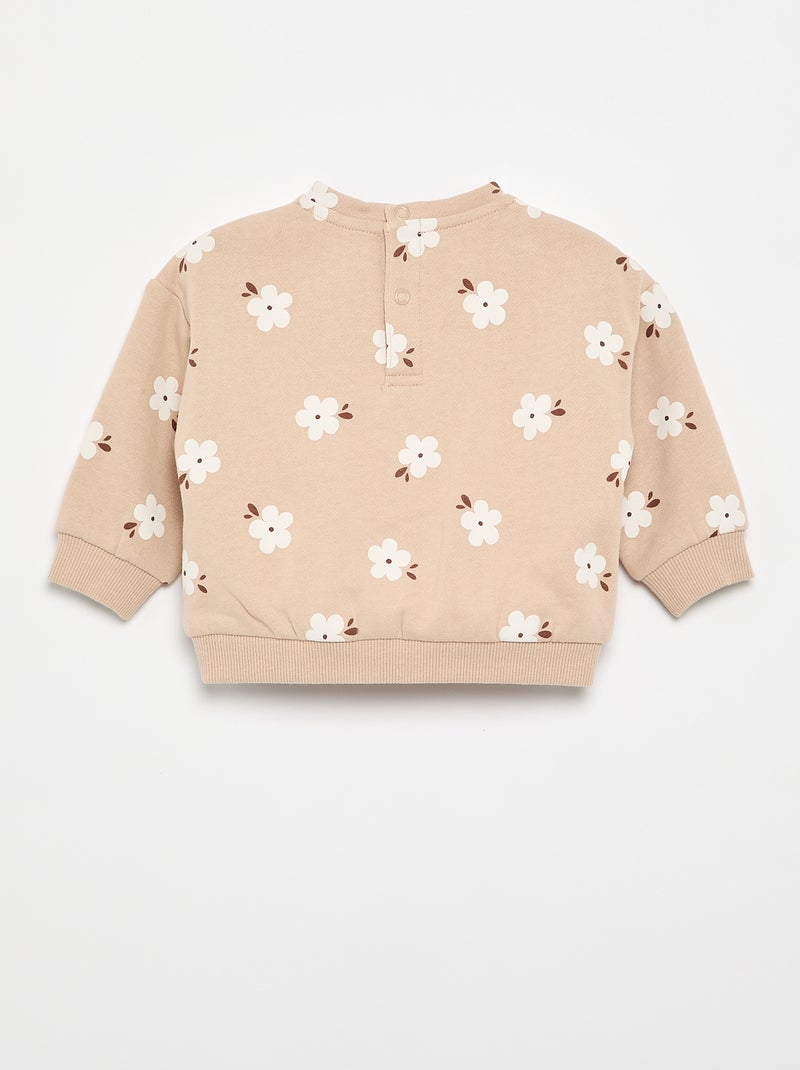 Sweatshirt de moletão estampada Bege - Kiabi