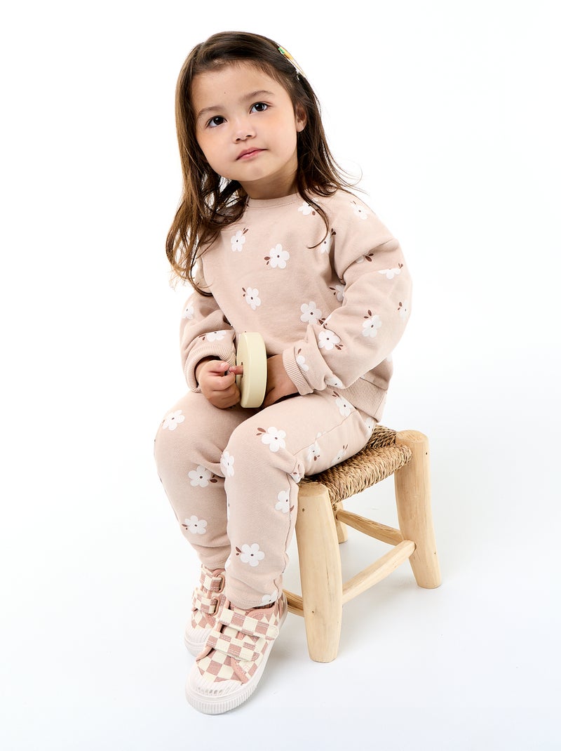 Sweatshirt de moletão estampada Bege - Kiabi