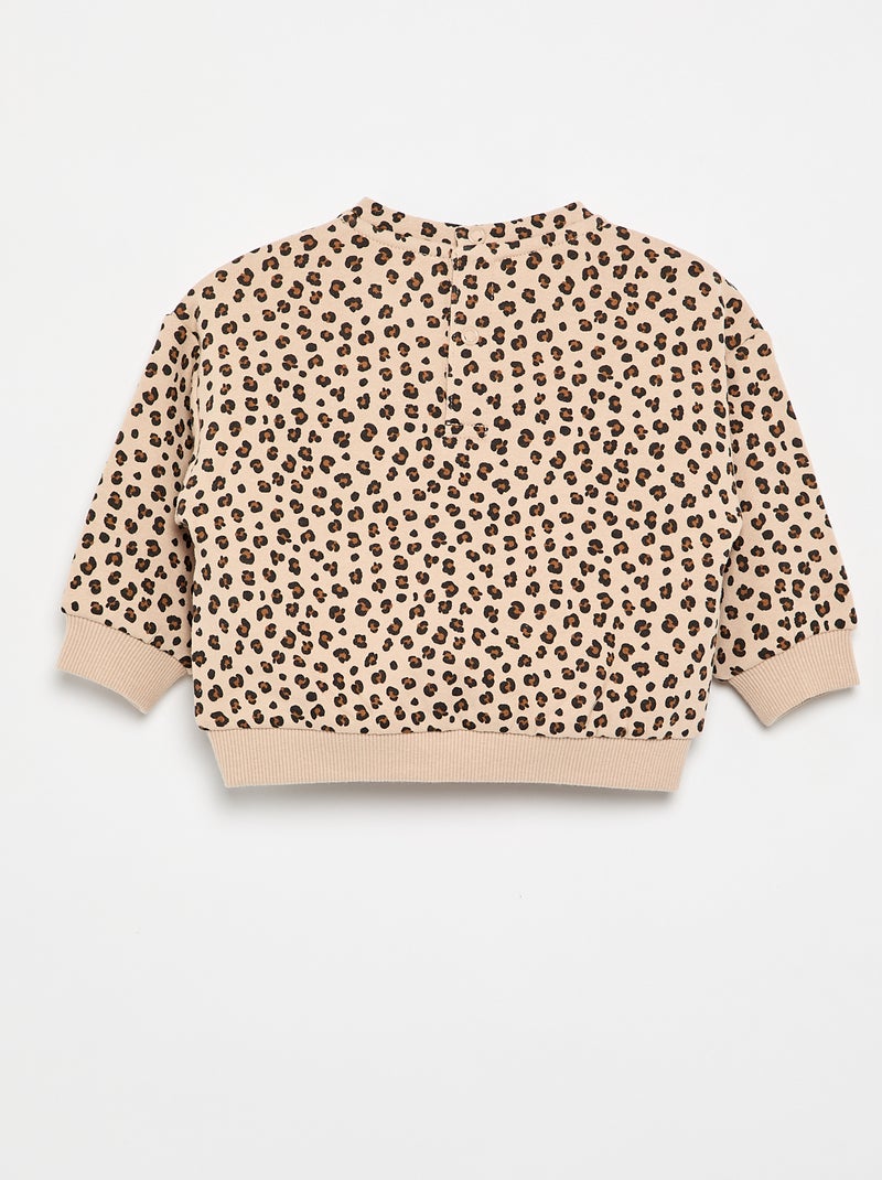 Sweatshirt de moletão estampada Bege - Kiabi