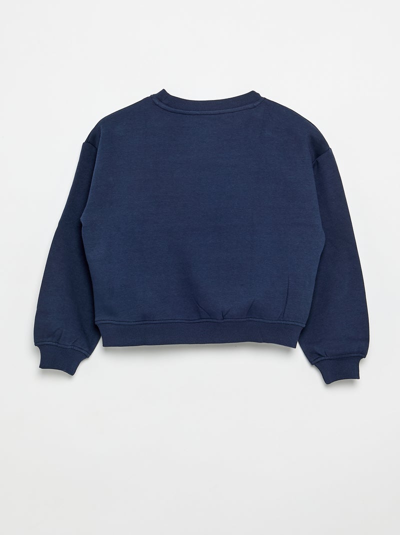 Sweatshirt de moletão estampado no peito Azul - Kiabi