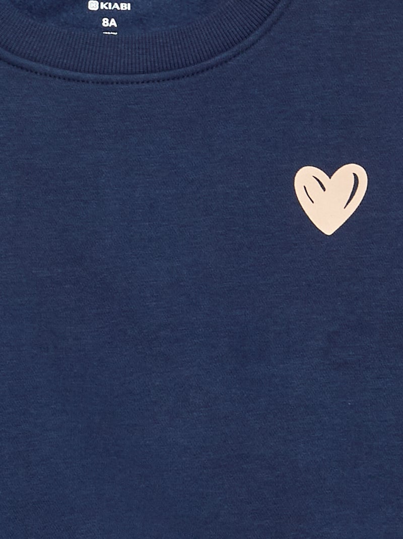 Sweatshirt de moletão estampado no peito Azul - Kiabi