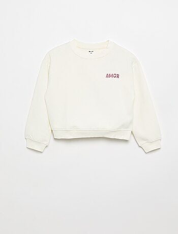 Sweatshirt de moletão estampado no peito