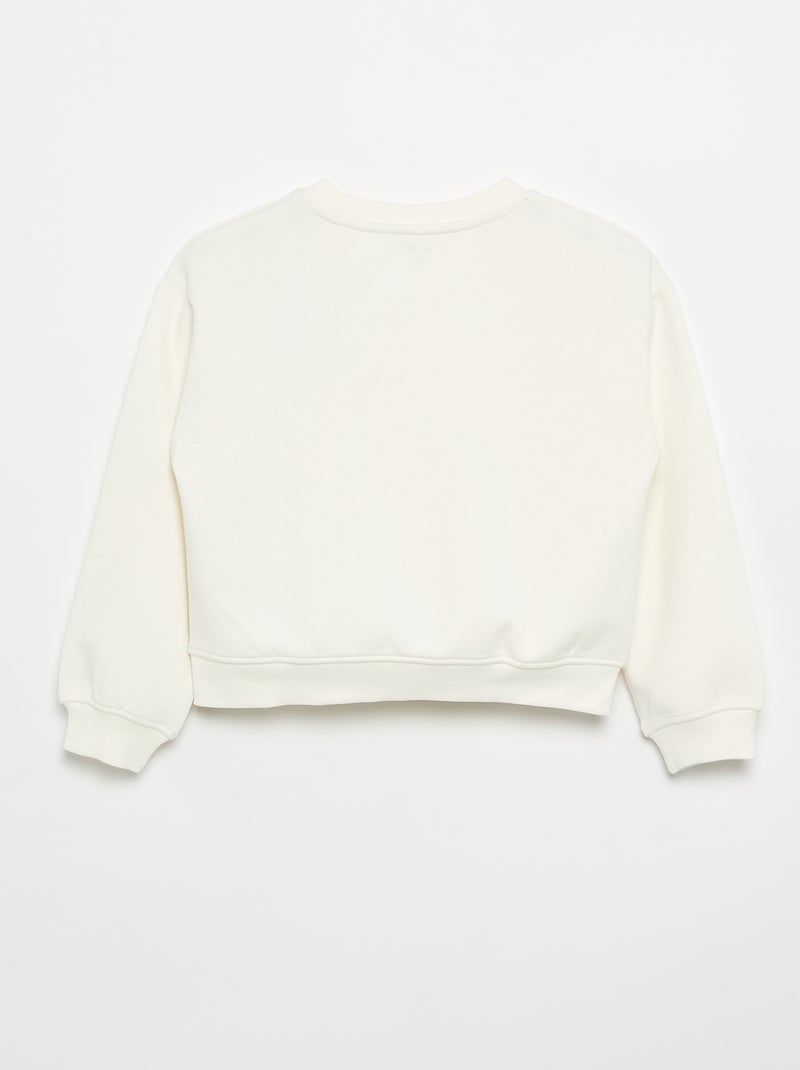 Sweatshirt de moletão estampado no peito Branco - Kiabi