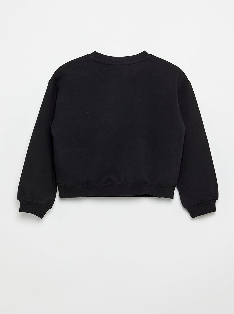 Sweatshirt de moletão estampado no peito Preto - Kiabi
