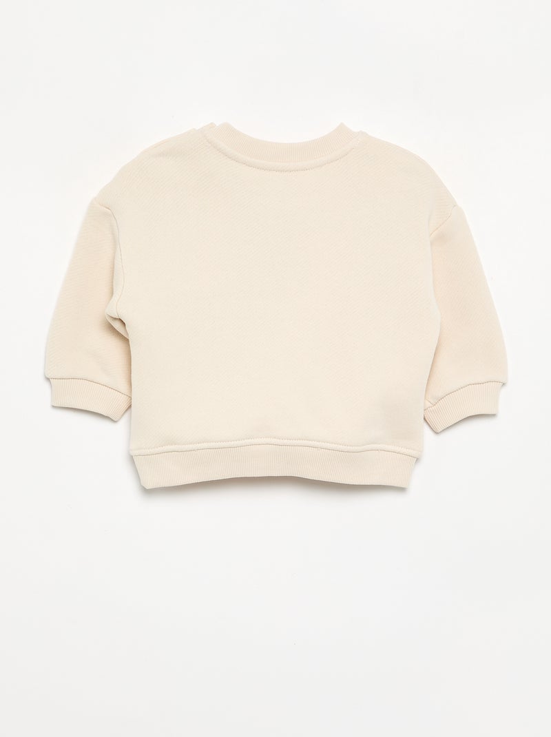 Sweatshirt de moletão leve estampada Bege - Kiabi