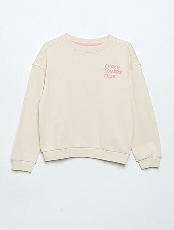 Sweatshirt de moletão leve estampada frente e verso