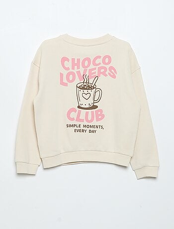 Sweatshirt de moletão leve estampada frente e verso
