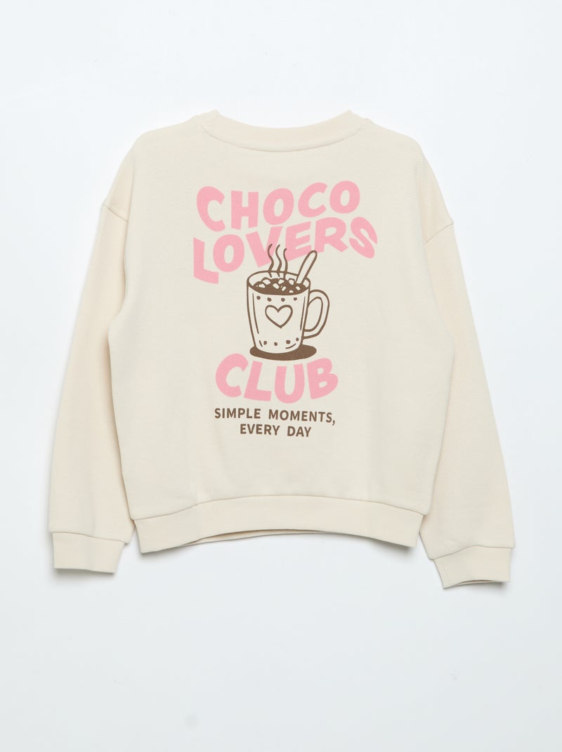 Sweatshirt de moletão leve estampada frente e verso Bege - Kiabi
